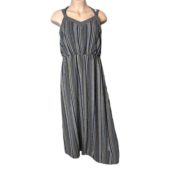 XHILARATION Sleeveless Multicolor Striped Halter Maxi Dress Size M Boho - Picture 4 of 10